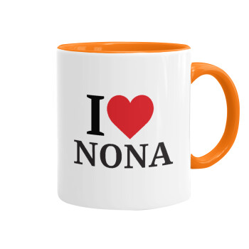 I Love ΝΟΝΑ, Mug colored orange, ceramic, 330ml