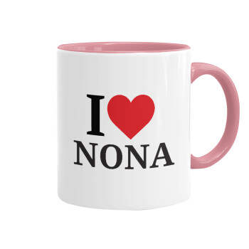 I Love ΝΟΝΑ, Mug colored pink, ceramic, 330ml