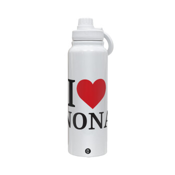 I Love ΝΟΝΑ, 1L Stainless Steel Thermal Bottle with Phone Holder & Double Wall Insulation