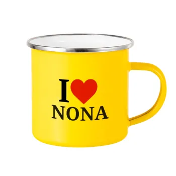 I Love ΝΟΝΑ, Κούπα Μεταλλική εμαγιέ Κίτρινη 360ml
