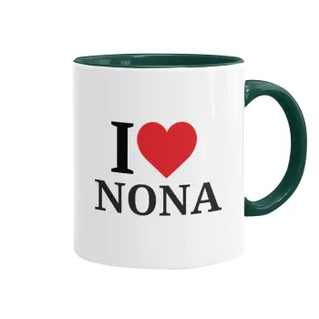 I Love ΝΟΝΑ, Mug colored green, ceramic, 330ml