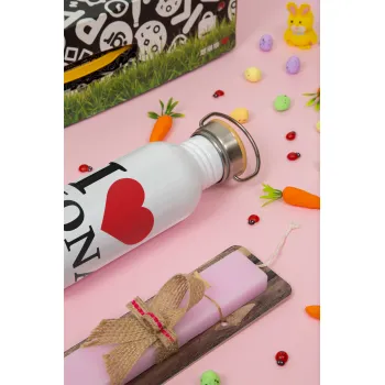 I Love ΝΟΝΑ, Πασχαλινή Λαμπάδα με παγούρι μεταλλικό (620ml, stainless steel) & κερί αρωματικό πλακέ (30cm) (ΡΟΖ)