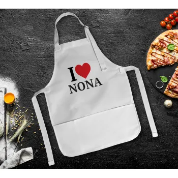 I Love ΝΟΝΑ, Ποδιά Σεφ Ολόσωμη Παιδική (με ρυθμιστικά και 2 τσέπες)