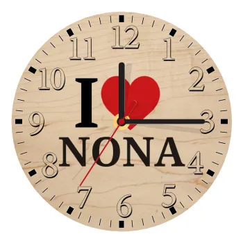 I Love ΝΟΝΑ, Ρολόι τοίχου ξύλινο plywood (20cm)