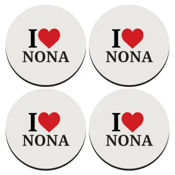 I Love ΝΟΝΑ, SET of 4 round wooden coasters (9cm)