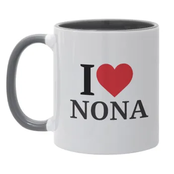 I Love ΝΟΝΑ, Κούπα χρωματιστή γκρι, κεραμική, 330ml