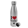 Metallic water bottle, stainless steel, 750ml