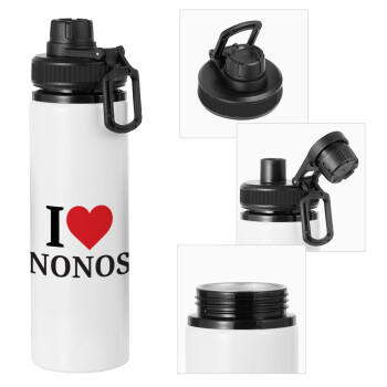 I Love ΝΟΝΟΣ, Metal water bottle with safety cap, aluminum 850ml