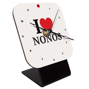 I Love ΝΟΝΟΣ, Quartz Wooden table clock with hands (10cm)