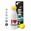 Tennis ball Metal mug thermos White, double wall, 550ml