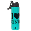 Metallic water bottle with safety lid, 850ml aluminum