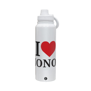 I Love ΝΟΝΟΣ, 1L Stainless Steel Thermal Bottle with Phone Holder & Double Wall Insulation