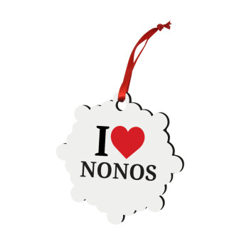 I Love ΝΟΝΟΣ, Στολίδι Χριστουγεννιάτικο στολίδι snowflake ξύλινο 7.5cm