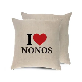I Love ΝΟΝΟΣ, Μαξιλάρι καναπέ ΛΙΝΟ 40x40cm περιέχεται το  γέμισμα