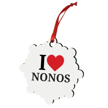 I Love ΝΟΝΟΣ, Christmas ornament snowflake wooden 7.5cm