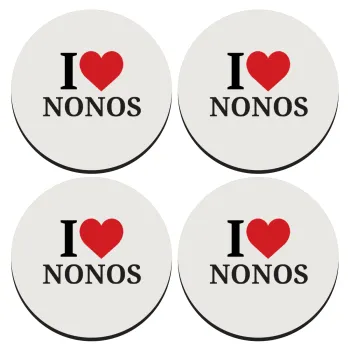 I Love ΝΟΝΟΣ, ΣΕΤ 4 Σουβέρ ξύλινα στρογγυλά (9cm)