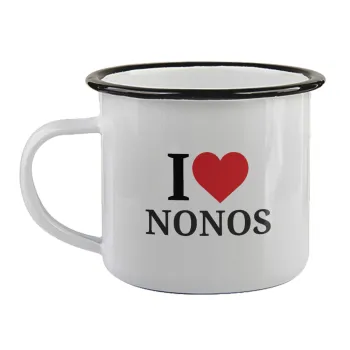 I Love ΝΟΝΟΣ, Κούπα εμαγιέ με μαύρο χείλος 360ml