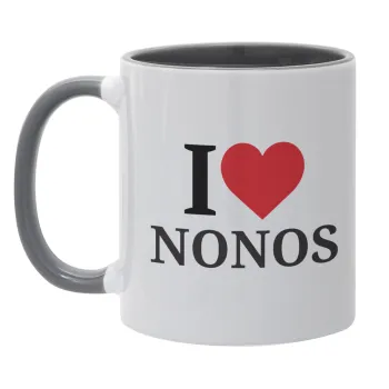 I Love ΝΟΝΟΣ, Κούπα χρωματιστή γκρι, κεραμική, 330ml
