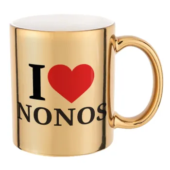I Love ΝΟΝΟΣ, Κούπα κεραμική, χρυσή καθρέπτης, 330ml