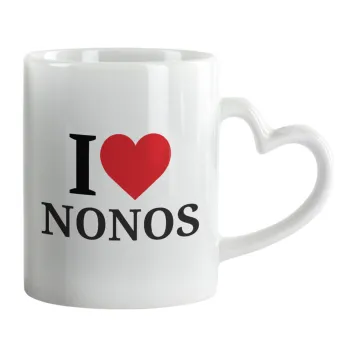 I Love ΝΟΝΟΣ, Mug heart handle, ceramic, 330ml