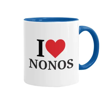 I Love ΝΟΝΟΣ, Mug colored blue, ceramic, 330ml