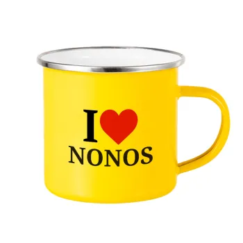 I Love ΝΟΝΟΣ, Κούπα Μεταλλική εμαγιέ Κίτρινη 360ml