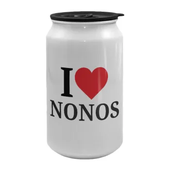 I Love ΝΟΝΟΣ, Κούπα ταξιδιού μεταλλική με καπάκι (tin-can) 500ml