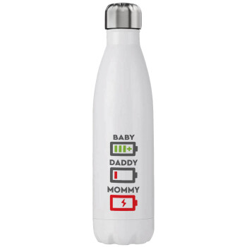 BABY, MOMMY, DADDY Low battery, Stainless steel, double-walled, 750ml