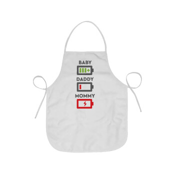 BABY, MOMMY, DADDY Low battery, Chef Apron Short Full Length Adult (63x75cm)