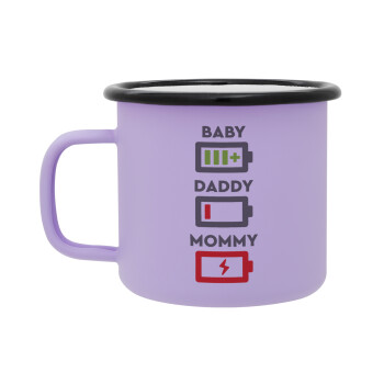 BABY, MOMMY, DADDY Low battery, Κούπα Μεταλλική εμαγιέ ΜΑΤ Light Pastel Purple 360ml