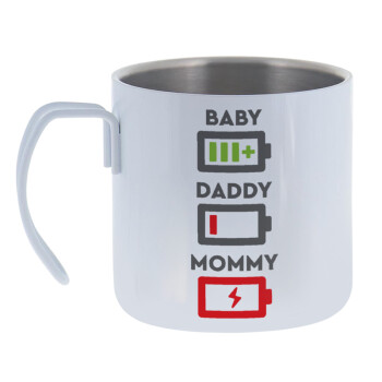 BABY, MOMMY, DADDY Low battery, Mug Stainless steel double wall 400ml