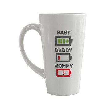 BABY, MOMMY, DADDY Low battery, Κούπα κωνική Latte Μεγάλη, κεραμική, 450ml