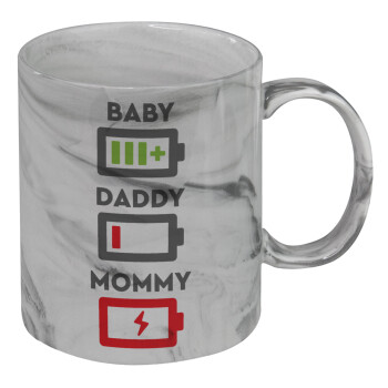 BABY, MOMMY, DADDY Low battery, Κούπα κεραμική, marble style (μάρμαρο), 330ml