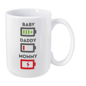 BABY, MOMMY, DADDY Low battery, Κούπα Mega, κεραμική, 450ml