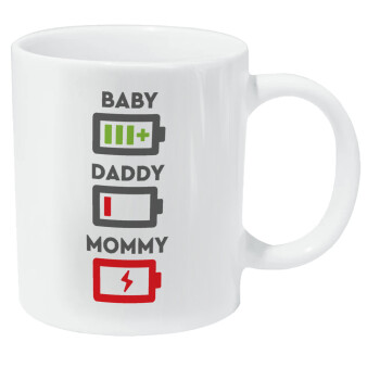 BABY, MOMMY, DADDY Low battery, Κούπα Giga, κεραμική, 590ml