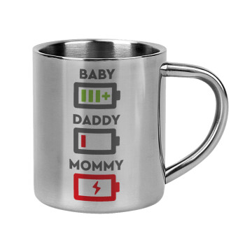 BABY, MOMMY, DADDY Low battery, Mug Stainless steel double wall 300ml