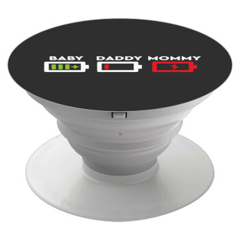 BABY, MOMMY, DADDY Low battery, Phone Holders Stand  White Hand-held Mobile Phone Holder