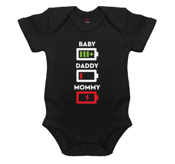 BABY — Βρεφικό φορμάκι μωρού, 0-18 μηνών, ΜΑΥΡΟ, 100% Organic Cotton, κοντομάνικο