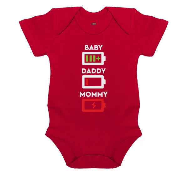 BABY — Βρεφικό φορμάκι μωρού,ΚΟΚΚΙΝΟ, 100% Organic Cotton, κοντομάνικο