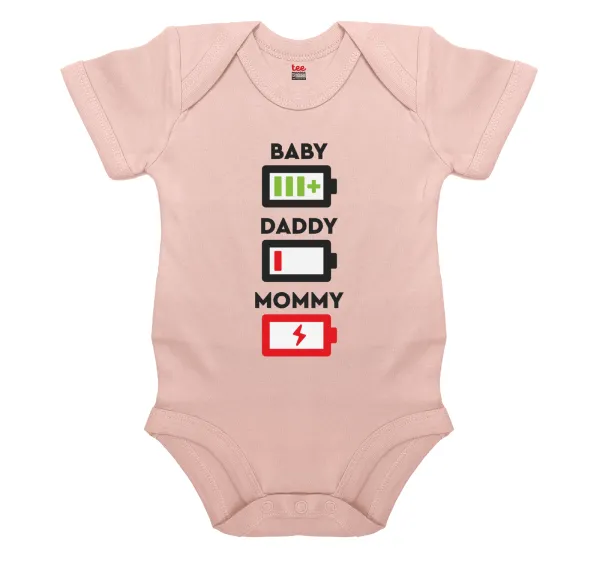 BABY — Βρεφικό φορμάκι μωρού, 0-18 μηνών, ΡΟΖ POWDER, 100% Organic Cotton, κοντομάνικο
