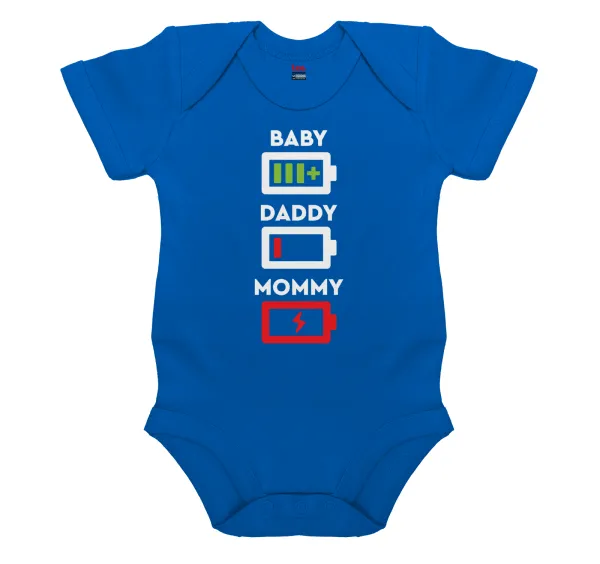 BABY — Βρεφικό φορμάκι μωρού, Μπλε Κοβαλτίου, 100% Organic Cotton, κοντομάνικο