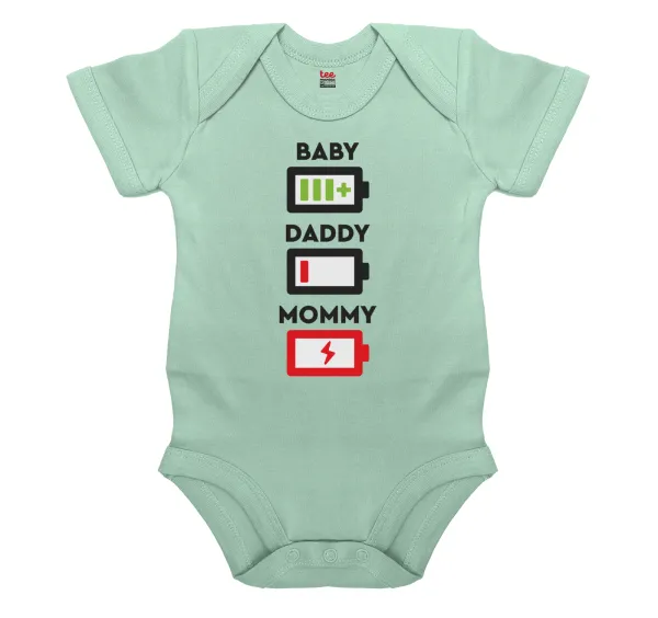 BABY — Βρεφικό φορμάκι μωρού, 0-18 μηνών, mint, 100% Organic Cotton, κοντομάνικο