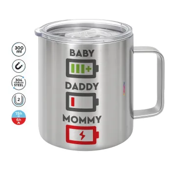 BABY, MOMMY, DADDY Low battery, Mug Stainless steel double wall 300ml