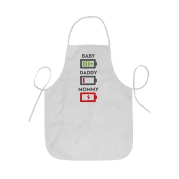 BABY, MOMMY, DADDY Low battery, Ποδιά Σεφ ολόσωμη κοντή  Παιδική (44x62cm)