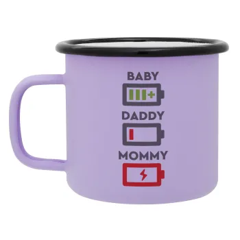 BABY, MOMMY, DADDY Low battery, Κούπα Μεταλλική εμαγιέ ΜΑΤ Light Pastel Purple 360ml