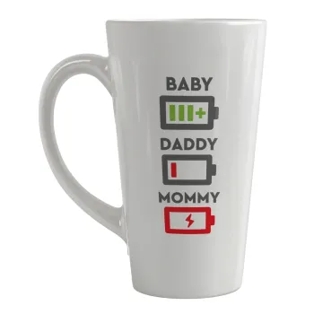 BABY, MOMMY, DADDY Low battery, Κούπα κωνική Latte Μεγάλη, κεραμική, 450ml