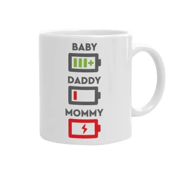 BABY, MOMMY, DADDY Low battery, Κούπα, κεραμική, 330ml
