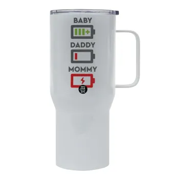 BABY, MOMMY, DADDY Low battery, Tumbler με καπάκι, διπλού τοιχώματος (θερμό) 750L