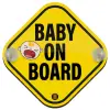 Baby On Board wooden car sign with suction cups (16x16cm)