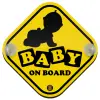 Baby On Board wooden car sign with suction cups (16x16cm)